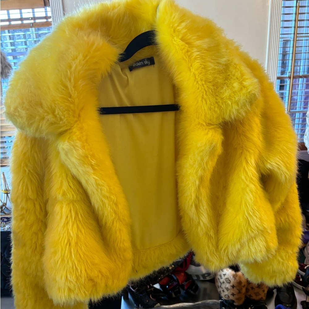 Yellow Faux Fur Jacket